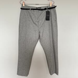 Maison Scotch La Femme Selon Marie Womens Pants 2 Gray Wool Blend Belted Luxury